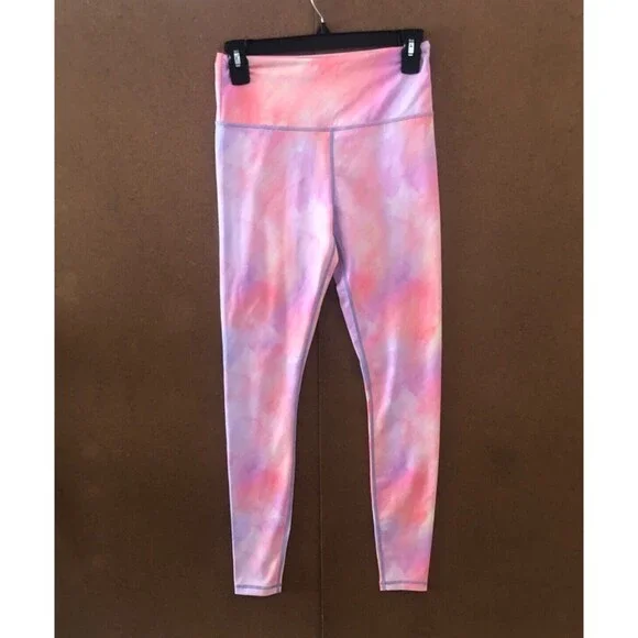 ZYIA Active Leggings Women’s Size 4 Pink Marble Tie-Dye High Waist Yoga Running - Picture 4 of 10